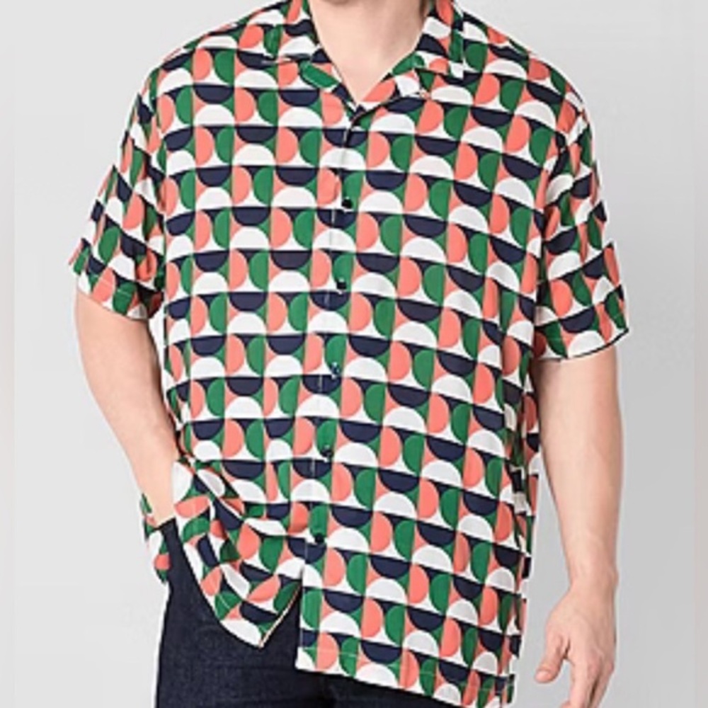 Shaquille O'Neal XLG Men Short Sleeve Regular Fit Big and Tall Button-Down Shirt